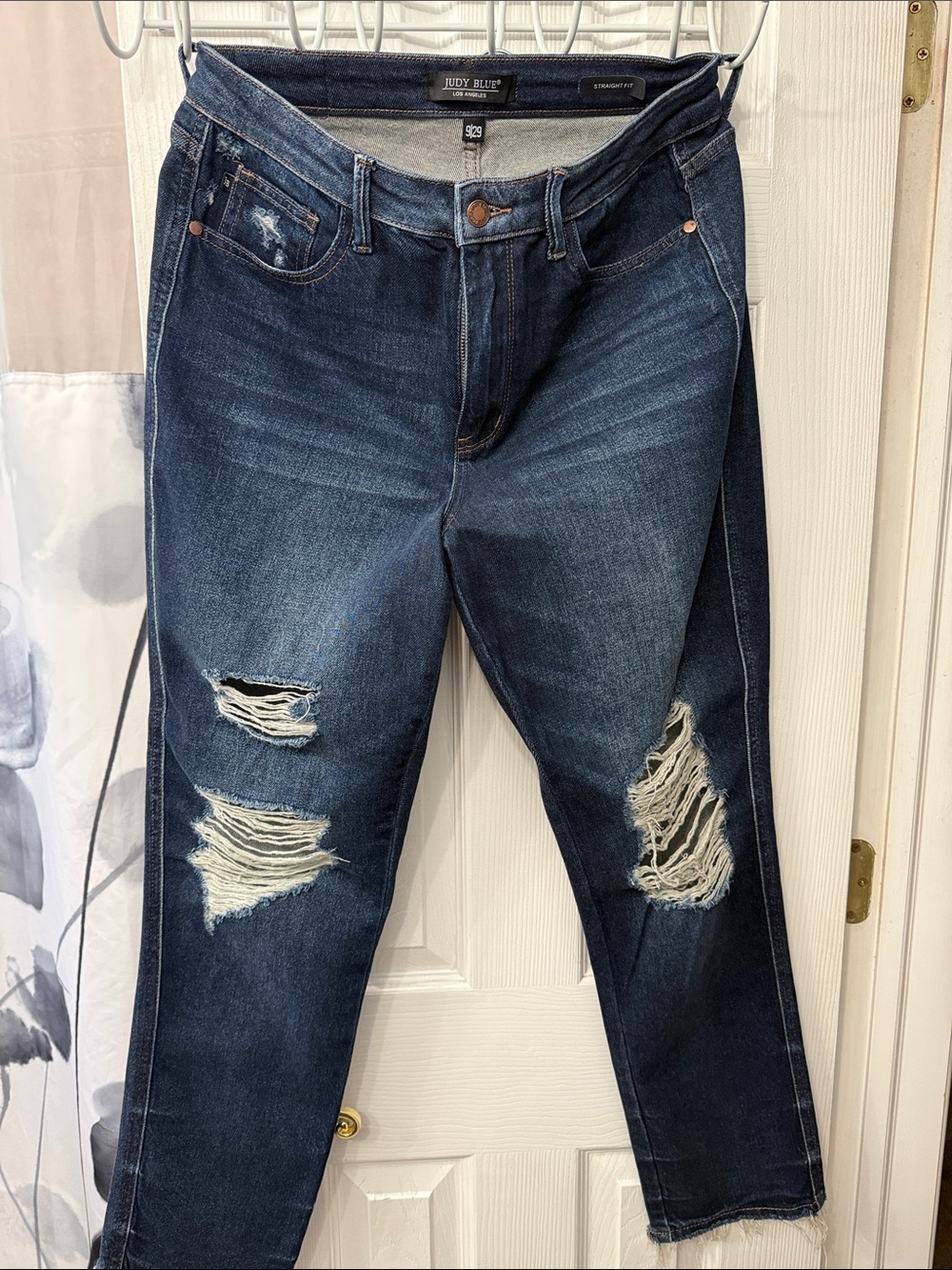 Judy Blue Dark Blue Distressed Boyfriend Jeans Size 9